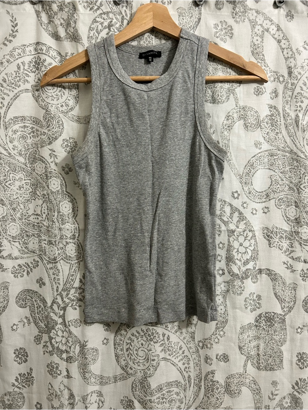 Women’s Grey Ribbed Racerback Tank- Full Length